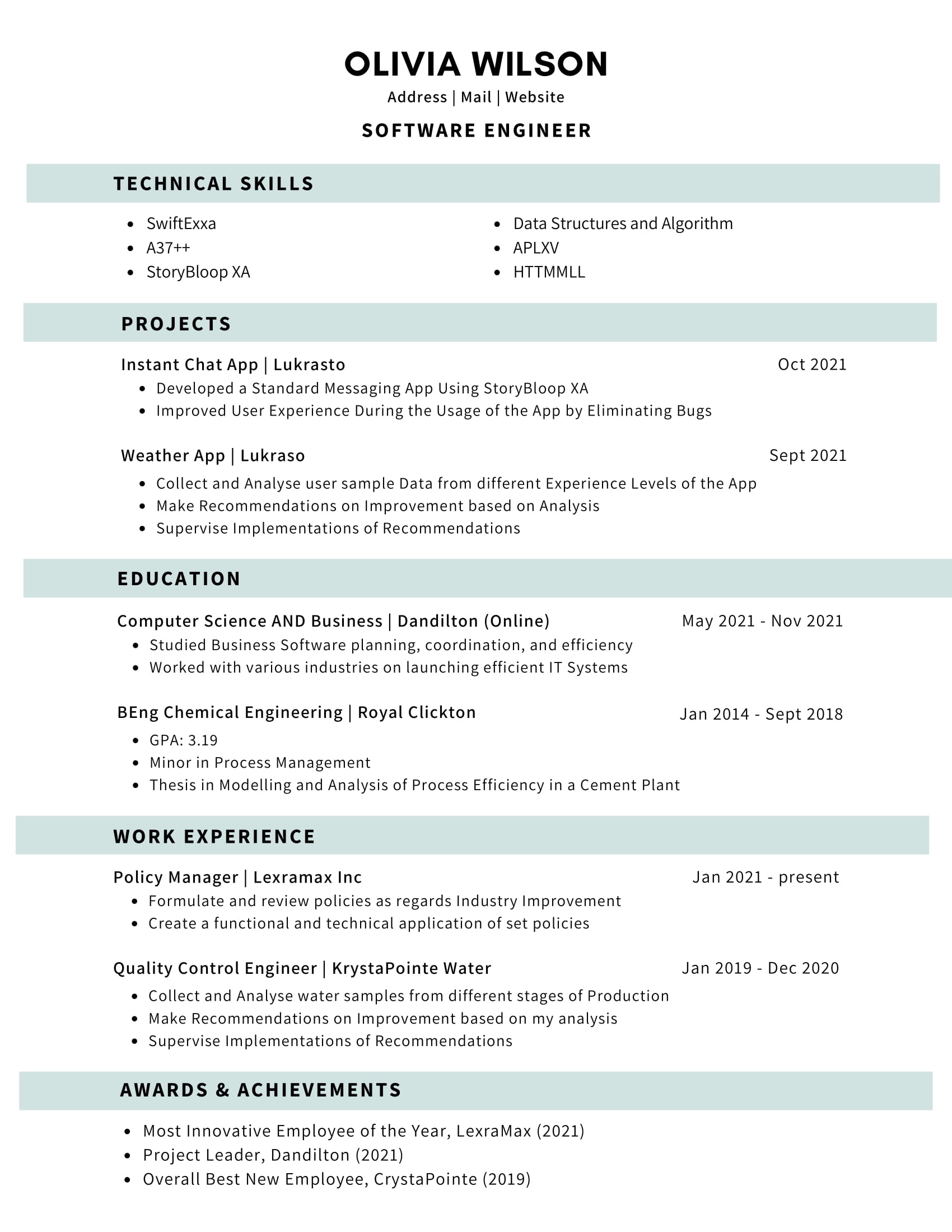 Resume Example 3 - Northern CV